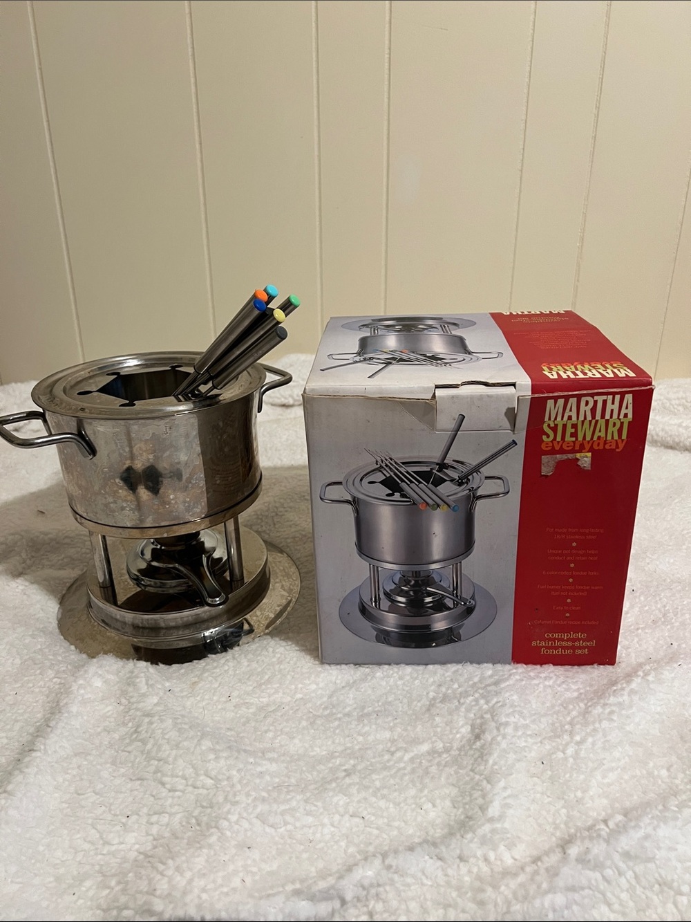 Martha Stewart Stainless Steel Fondue Set with Color-Tip Forks